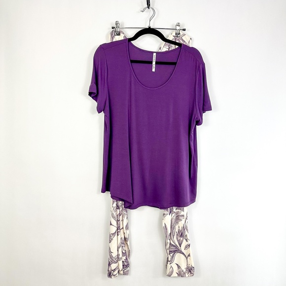 Soma Purple & Cream Floral Cool Nights 2 Piece Pajama Set - Picture 4 of 11